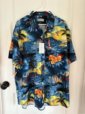 Island Escape Men's Blue Hawaiian Shirt